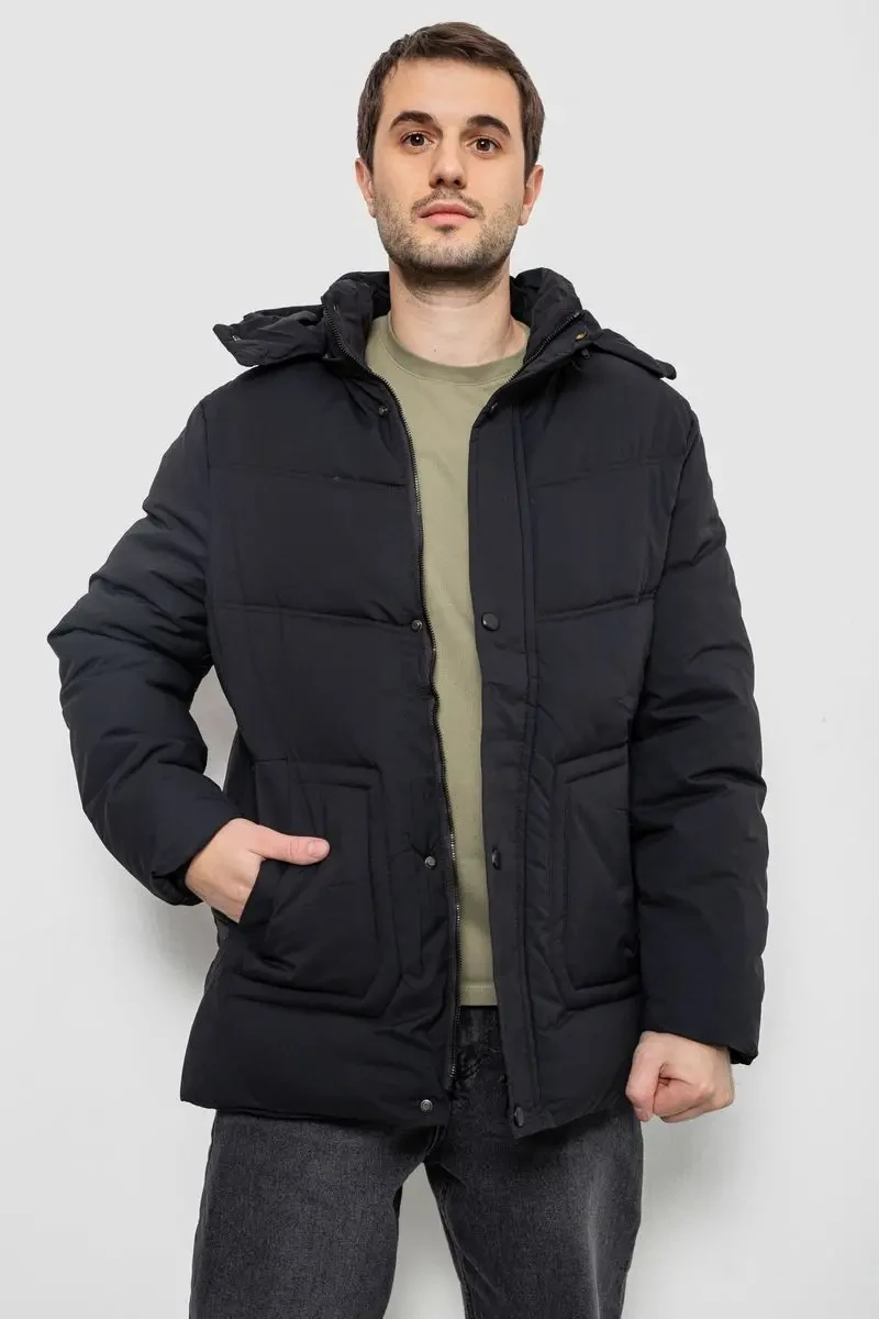 Куртка чоловіча зимова подовжена, колір чорний, 241R2022-21 2