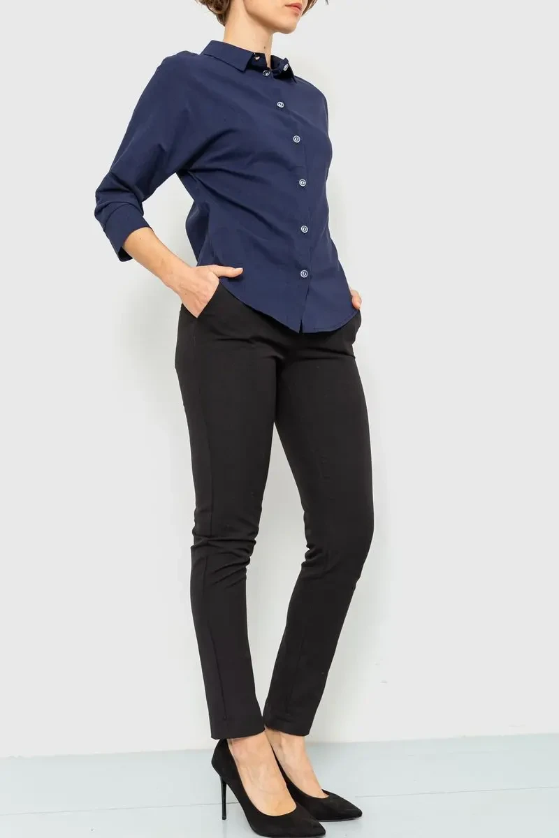 Блуза класична, колір темно-синій, 230R100-1 2