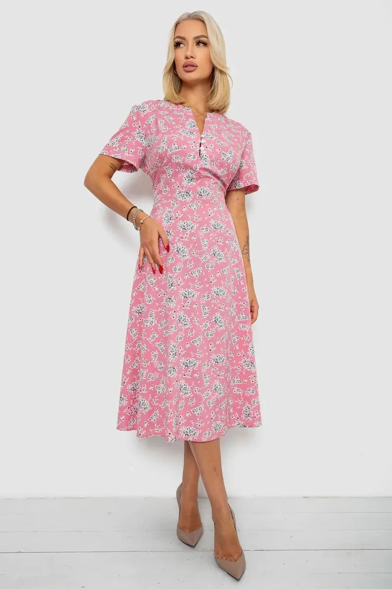 Сукня софт з принтом, колір рожевий, 230R1016-1