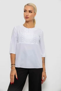 Блуза однотонна, колір білий, 230R71-1