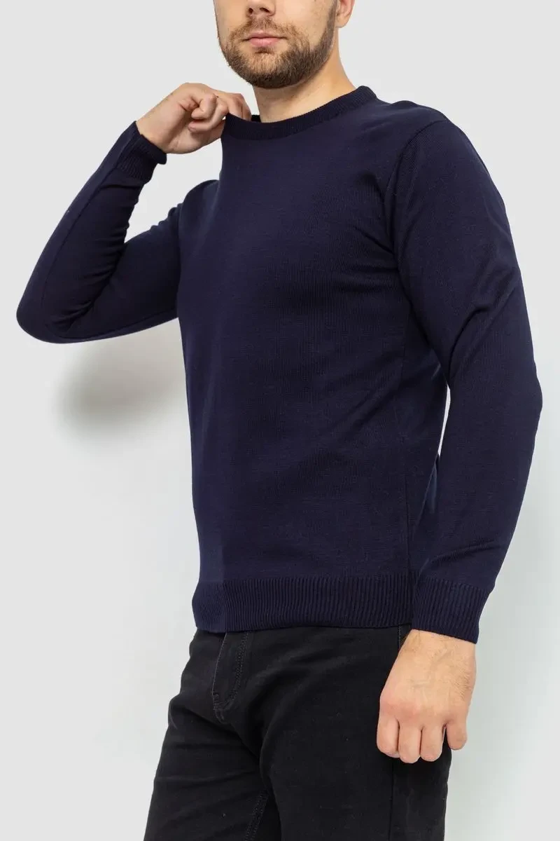Светр чоловічий однотонний, колір темно-синій, 161R1770-1 3
