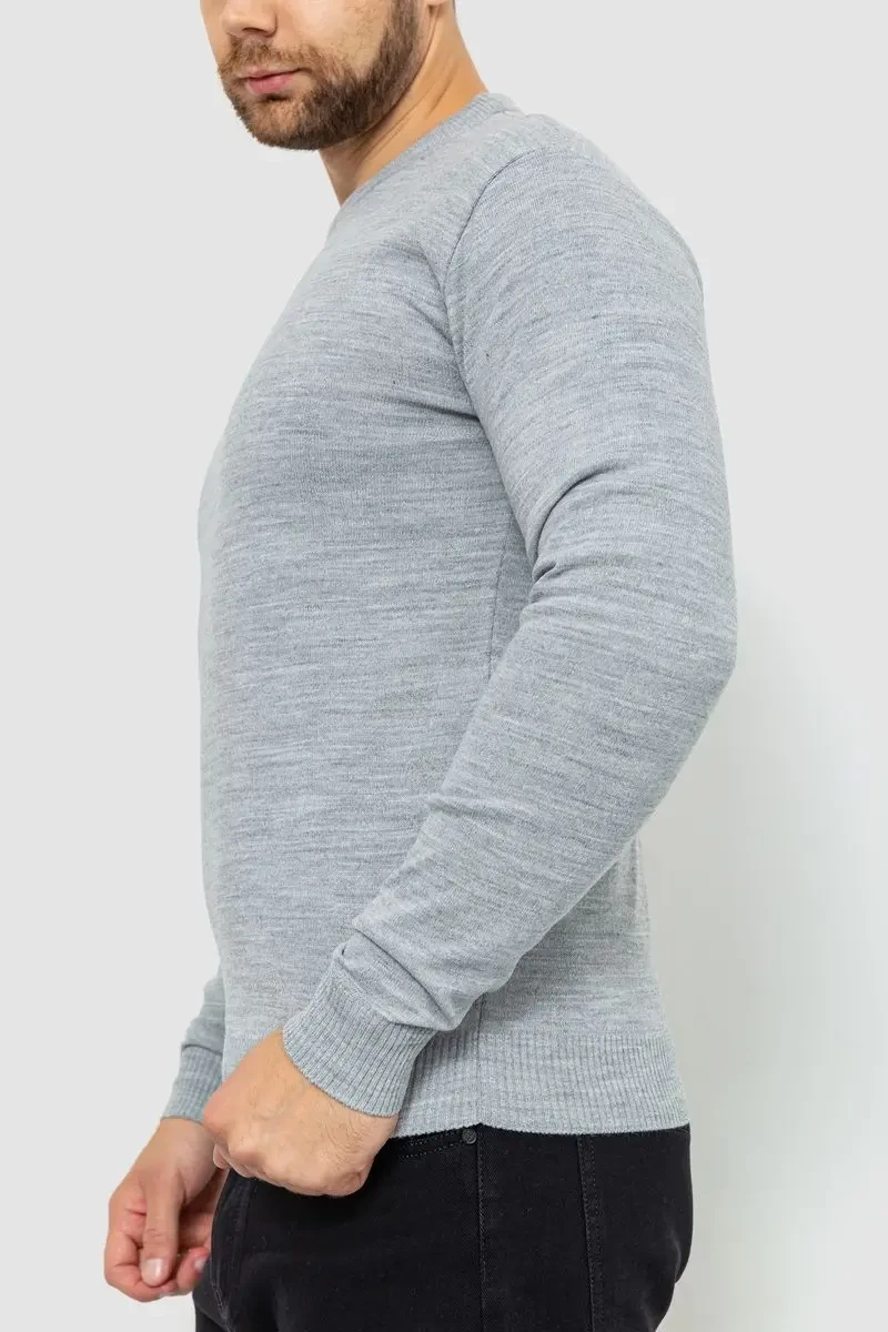 Светр чоловічий однотонний, колір світло-сірий, 161R1770-1 3