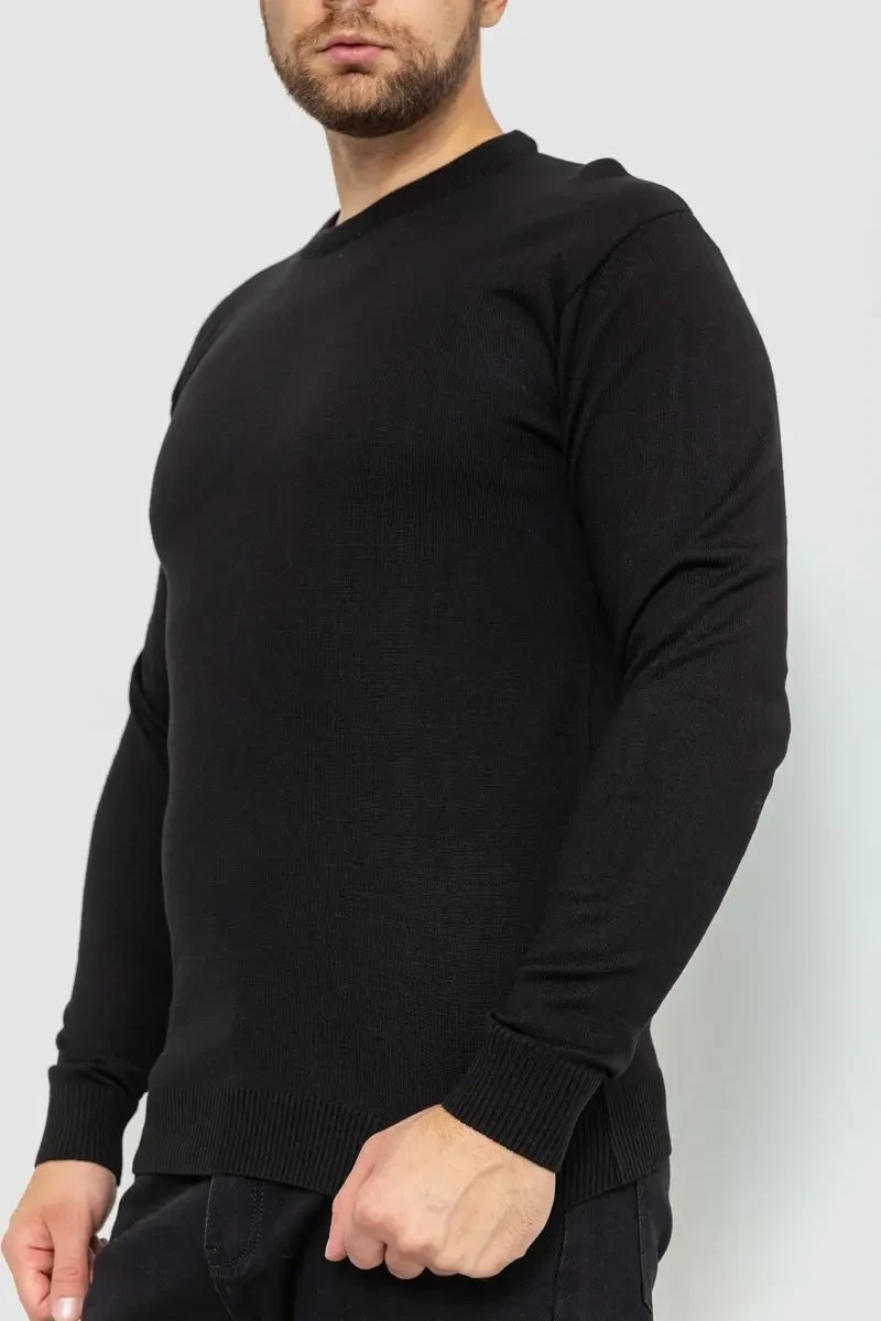 Светр чоловічий однотонний, колір чорний, 161R1770-1 3