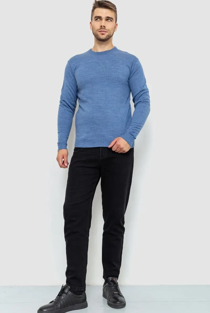 Светр чоловічий однотонний, колір джинс, 161R1770-1 2