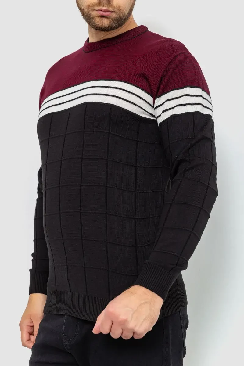 Светр чоловічий, колір чорно-бордовий, 161R884 3
