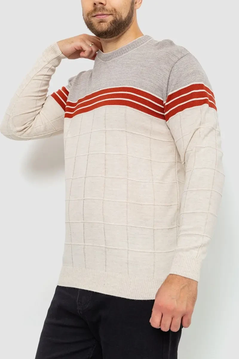 Светр чоловічий, колір світло-бежевий, 161R884 3