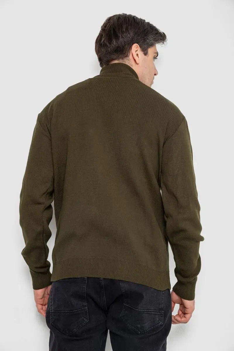 Гольф чоловічий з вишивкою тризуб, колір хакі, 161R010 4