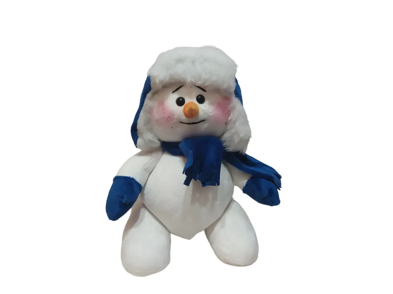 Снеговик кукла под елку синий мальчик новогодний декор 30 см 00001 2