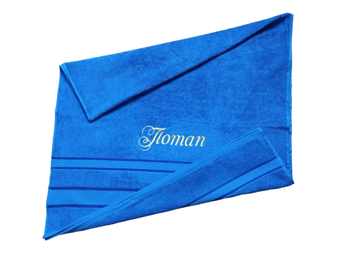 Полотенце с именной вышивкой махровое банное 70*140 синий Потап 00287