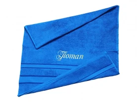Полотенце с именной вышивкой махровое банное 70*140 синий Потап 00287