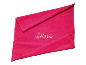 Полотенце с именной вышивкой махровое банное 70*140 красный Марк 00288