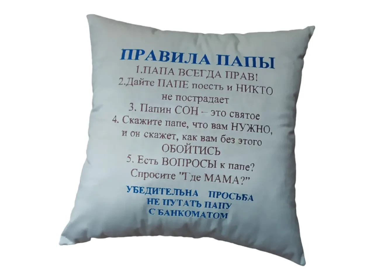 Подушка декоративная с вышивкой белый папе rus 00441