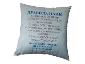 Подушка декоративная с вышивкой белый папе rus 00441