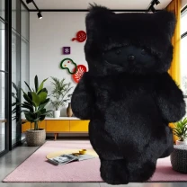 Плюшевая меховая игрушка черная кошка подарок для ребенка 30см 02848