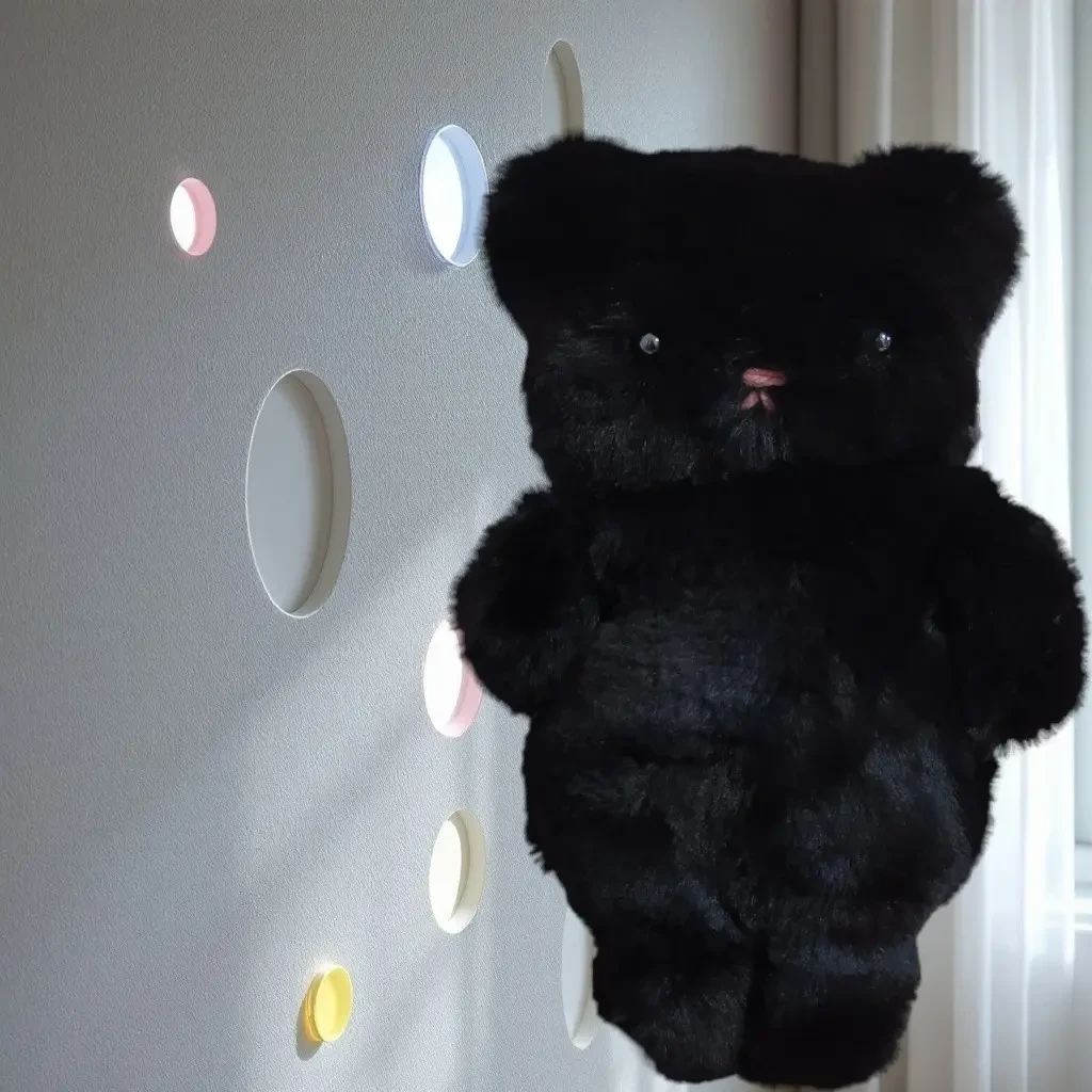 Плюшевая меховая игрушка черный медведь мишка для ребенка 30см 02849