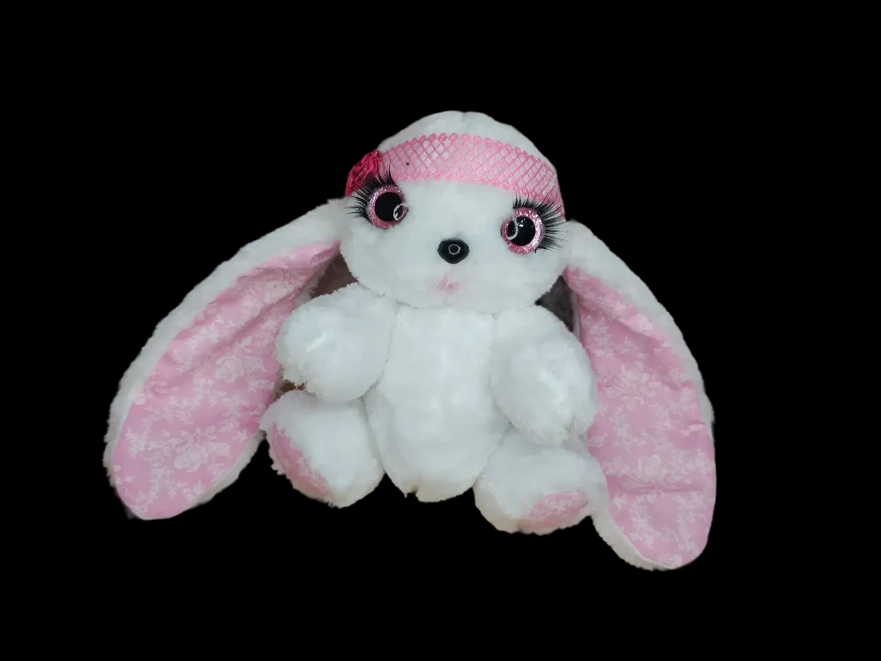 Меховая игрушка зайка белый с розовым 25см 02934 2