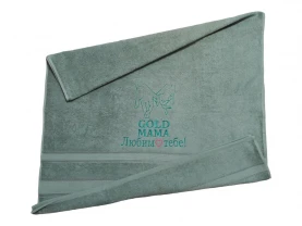 Полотенце с вышивкой махровое банное 70*140 оливковый жене маме 02996