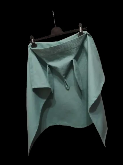 Полотенце вафельное детское с капюшоном зайка мятный подарок 03882