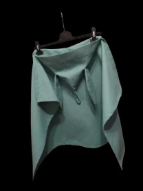 Полотенце вафельное детское с капюшоном зайка мятный подарок 03882