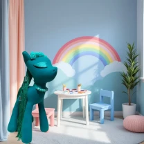 Фетровая мягкая игрушка пони бирюзовый 35 см 03903