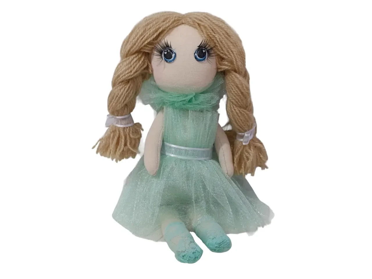 Игровая мягкая кукла подарок, русая 32см мятный 3