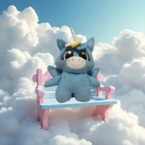 Плюшевая мягкая игрушка пони единорог голубой 30 см 4594