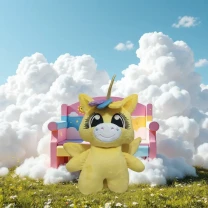 Плюшевая мягкая игрушка пони единорог желтый 30 см 4595