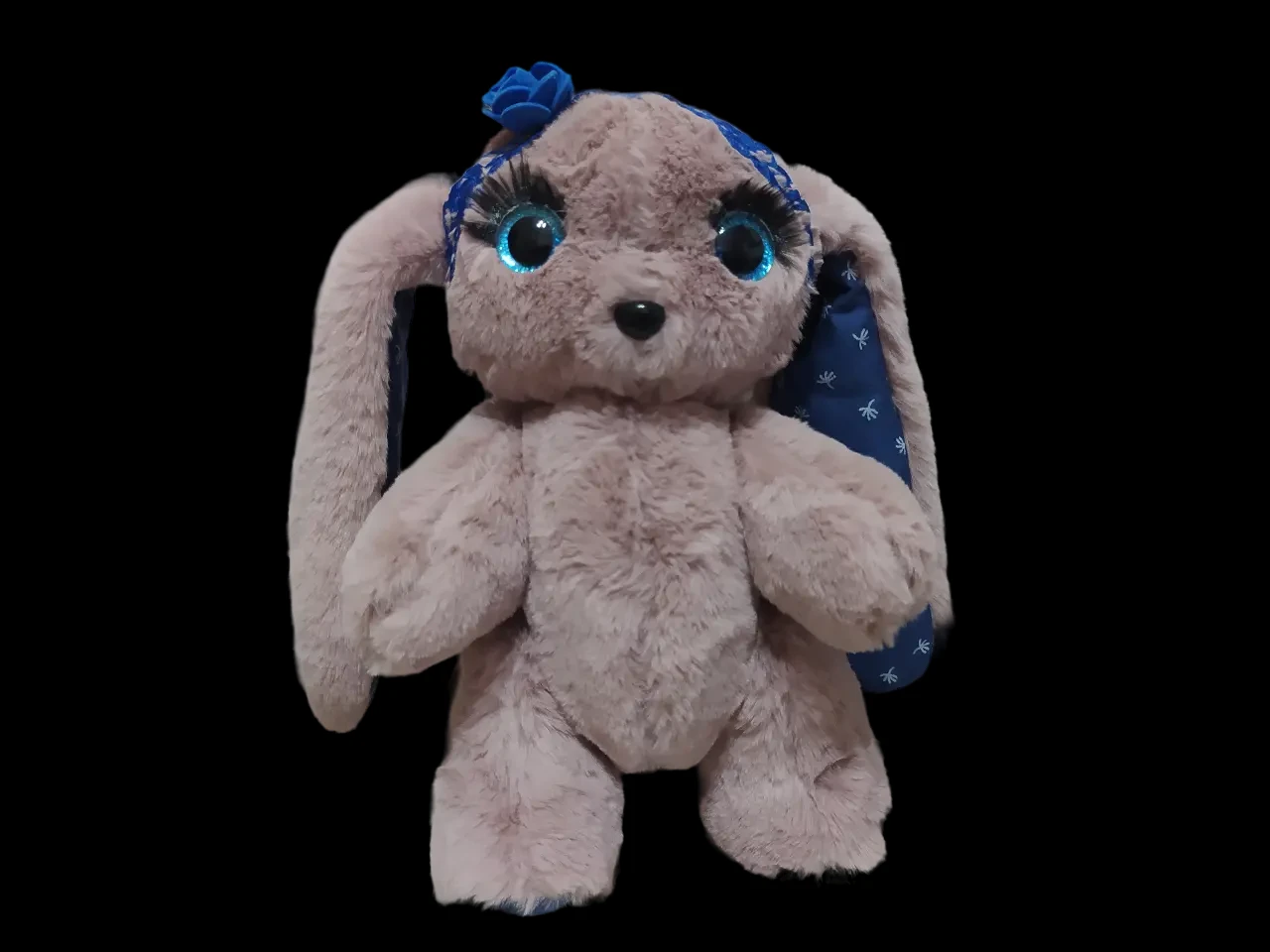 Меховая игрушка зайка розовый с синим 25см 02934-4 2