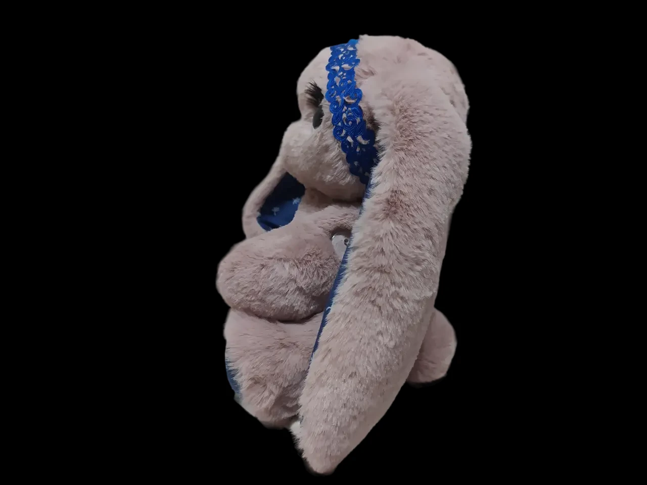 Меховая игрушка зайка розовый с синим 25см 02934-4 4