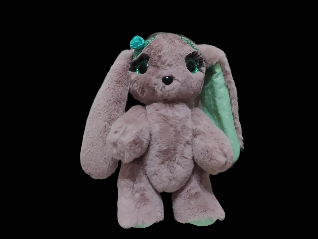 Меховая игрушка зайка розовый с зеленым 25см 02934-2 2