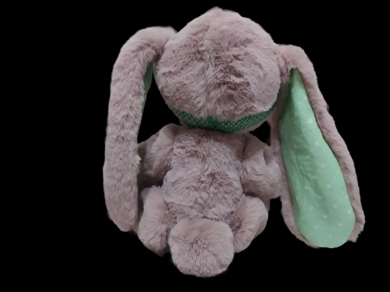 Меховая игрушка зайка розовый с зеленым 25см 02934-2 5