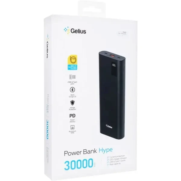 Power Bank Gelius Hype GP-PB306 30000mAh 100W + cable Type-C 1m Black 5
