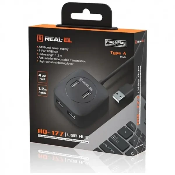 USB HUB REAL-EL HQ-177 4xUSB (EL123110009) 3