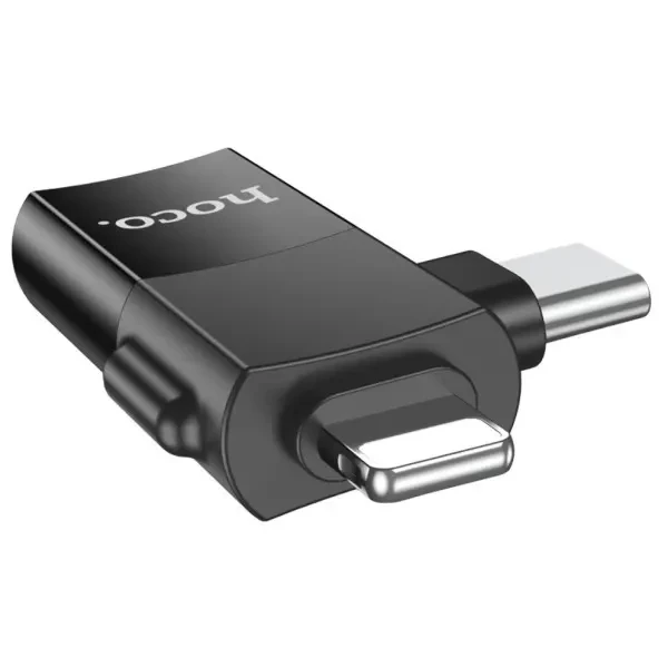Адаптер Hoco UA17 Lightning/Type-C to USB 2.0 Black 4