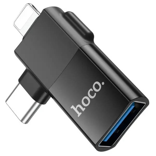 Адаптер Hoco UA17 Lightning/Type-C to USB 2.0 Black 2