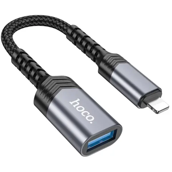 Адаптер Hoco UA24 Lightning to USB Metal Gray