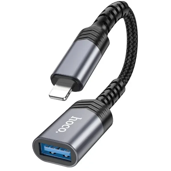 Адаптер Hoco UA24 Lightning to USB Metal Gray 2
