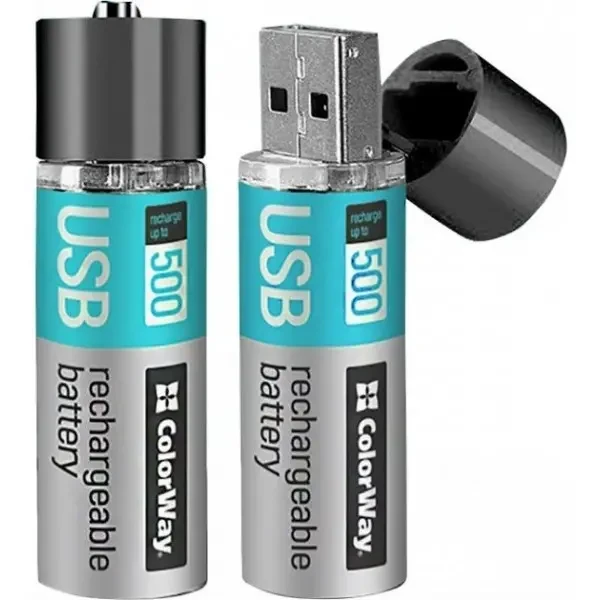 Акумулятори ColorWay USB AA/HR06 Li-Pol 1200mAh BL 2шт (CW-UBAA-02)