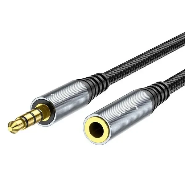 Аудіо-кабель Hoco UPA20 3.5 audio Male to Female 1m Metal Gray 2