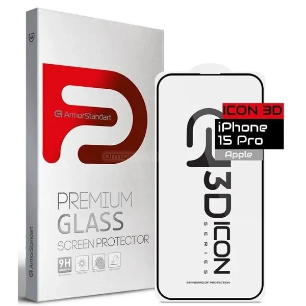 Захисне скло ArmorStandart Icon 3D для iPhone 15 Pro Black (ARM68215) 2