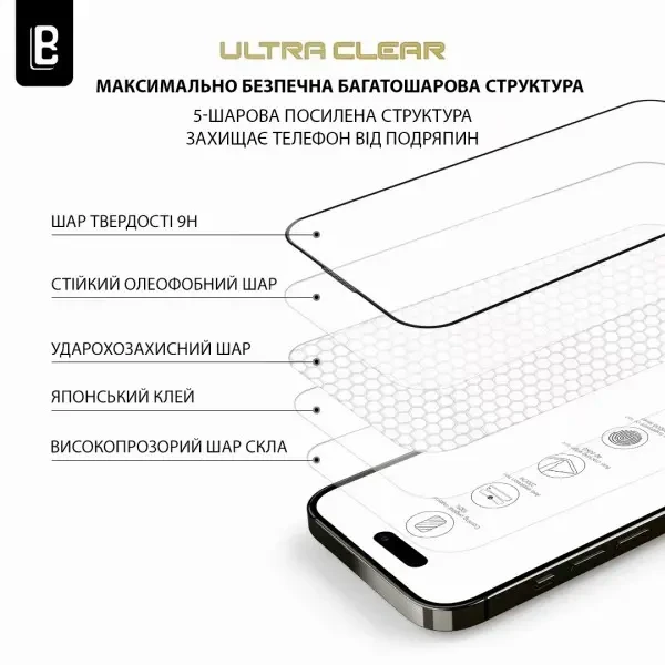 DM Защитное стекло Lanbi Ultra+ Corning Glass для iPhone 15 Pro Black 4