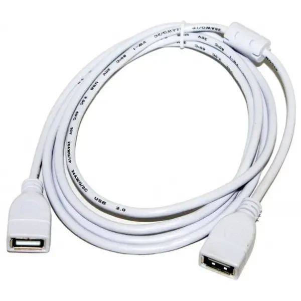 Кабель Atcom USB-USB 2.0 (F/F) 1.8m White (15647) 2