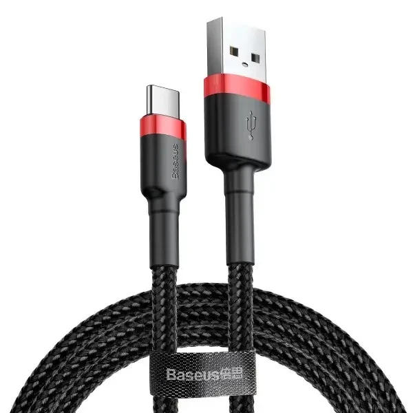 Кабель Baseus Cafule USB to Type-C 2A 3m Red/Black (CATKLF-U91)