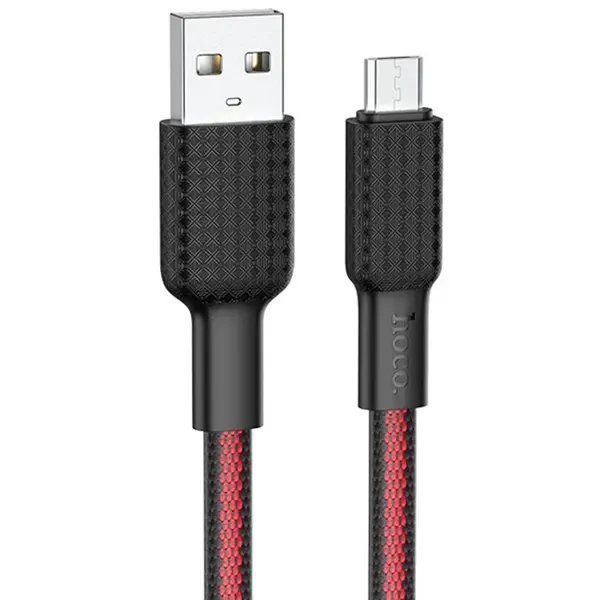 Кабель Hoco X69 Jaeger USB to Micro 2.4A 1m Black&Red