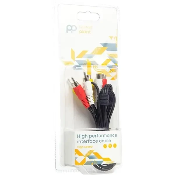 Кабель PowerPlant 3хRCA-3хRCA 1м Black (CA912049) 3