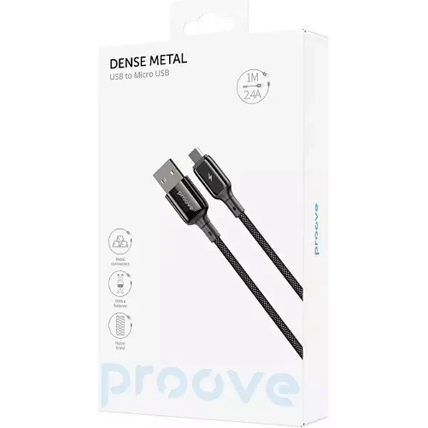 Кабель Proove Dense Metal USB to Micro 2.4A 1m Black (CCDM20001301) 2