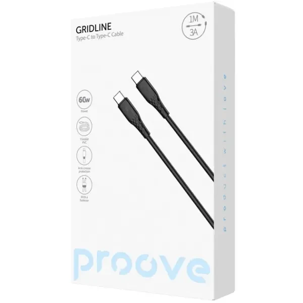 Кабель Proove GridLine Type-C to Type-C 60W 1m White (CCGL60002202) 2