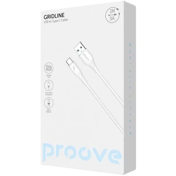Кабель Proove GridLine USB to Type-C 3A 1m White (CCGL15001202) 2