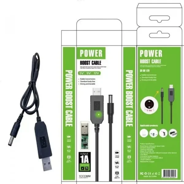 DM Кабель USB - DC 5.5x2.1 12V 1m Black 2