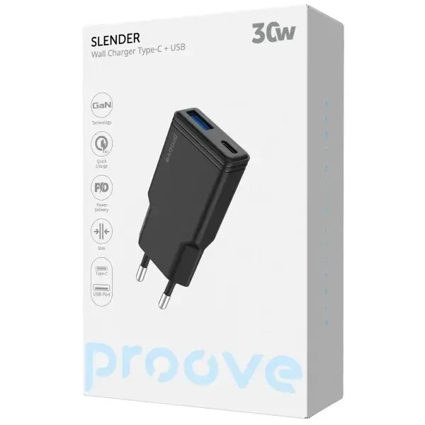 МЗП Proove Slender 30W (Type-C + USB) Black (WCSL30110001) 2